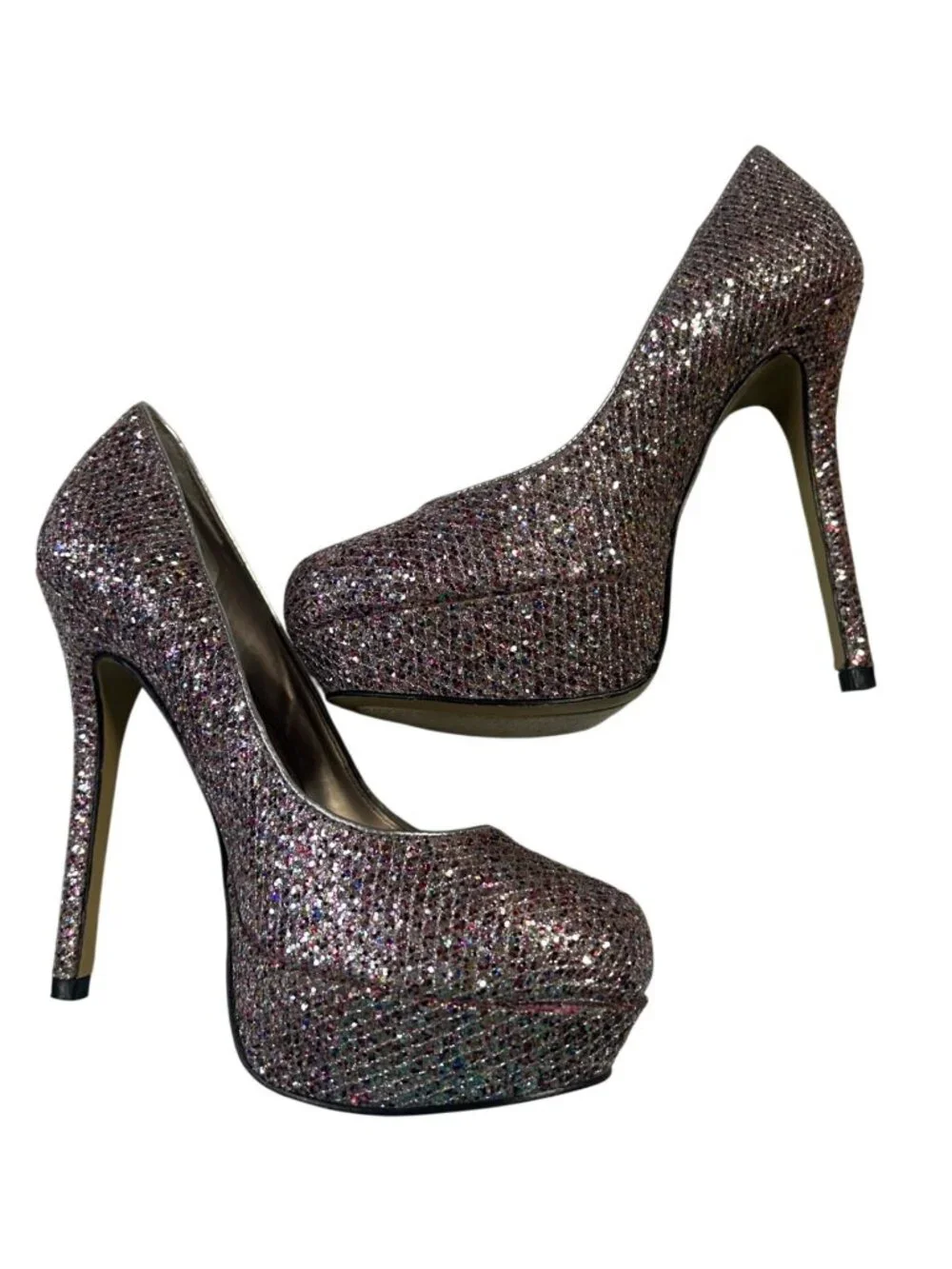 Bakers Womens Size 7M Multicolor Glitter Platform Stiletto Heels High Heel Dress